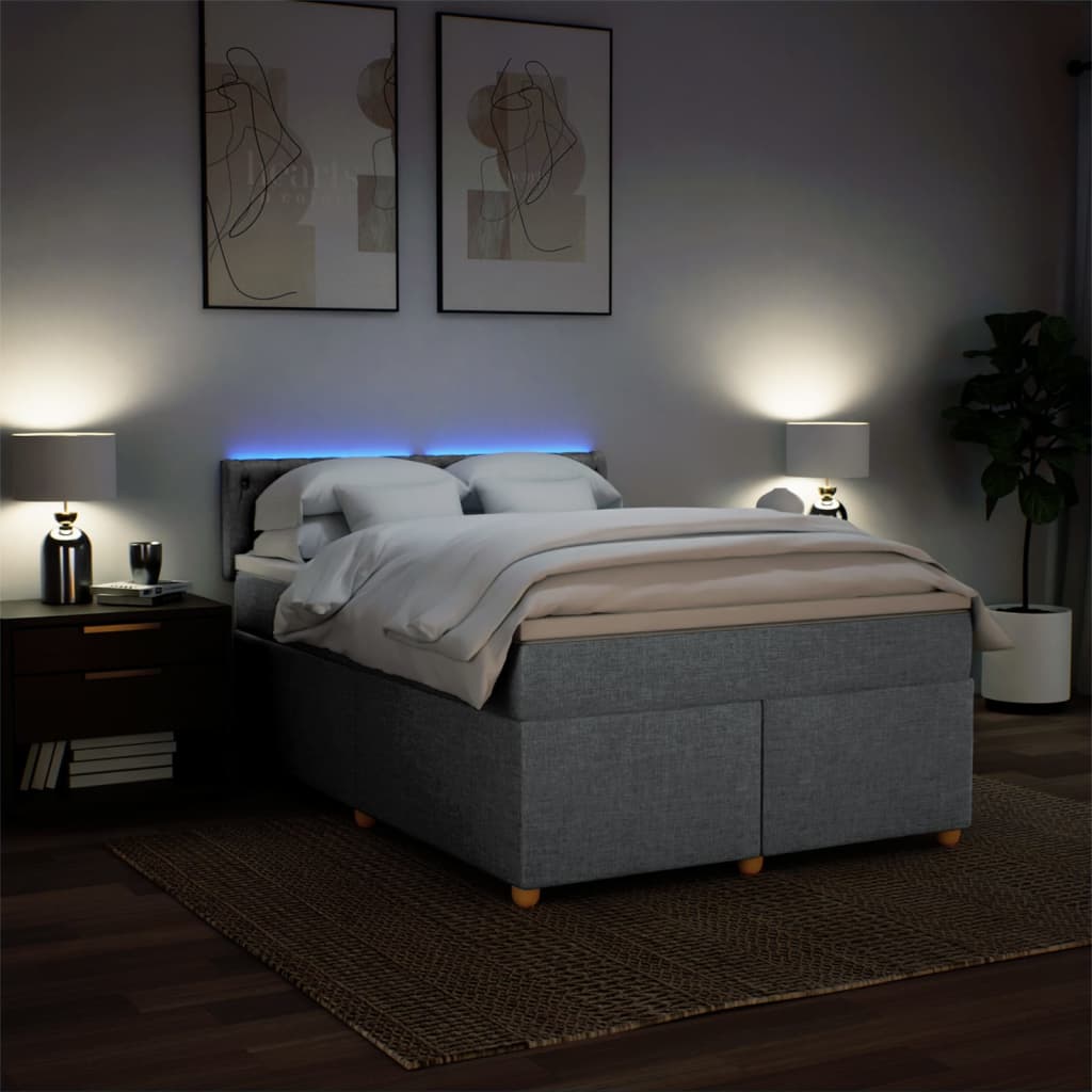 Giroletto a Molle con Materasso Grigio Chiaro 160x200cm Tessuto