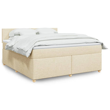 Giroletto a Molle con Materasso Crema 180x200 cm in Tessuto