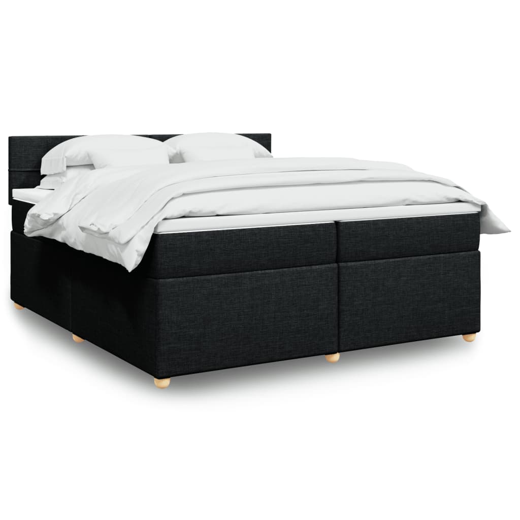 Giroletto a Molle con Materasso Nero 200x200 cm in Tessuto