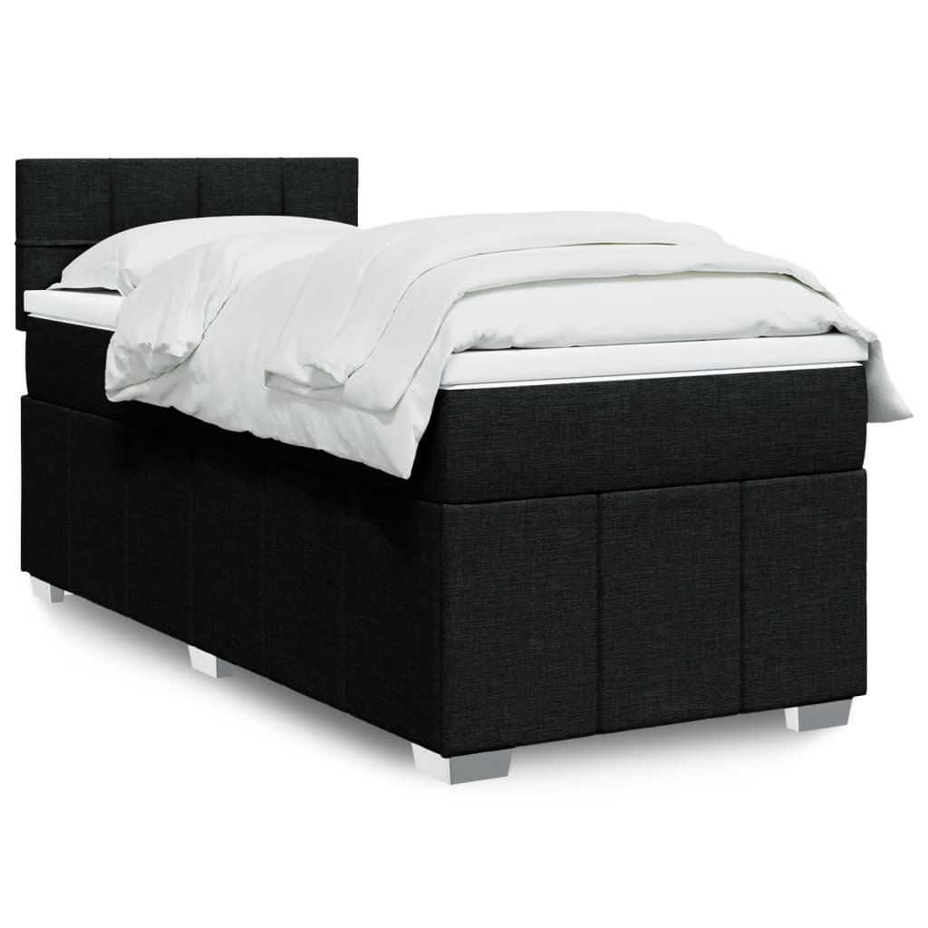 Giroletto a Molle con Materasso Nero 90x200 cm in Tessuto