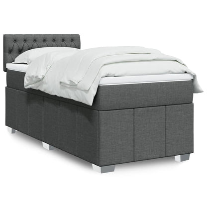 Giroletto a Molle con Materasso Grigio Scuro 90x200 cm Tessuto