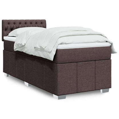 Giroletto a Molle con Materasso Marrone Scuro 90x200 cm Tessuto