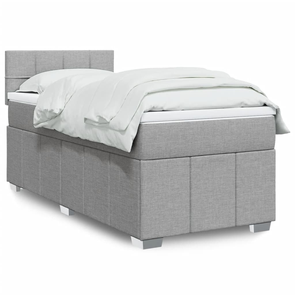 Giroletto a Molle con Materasso Grigio Chiaro100x200 cm Tessuto