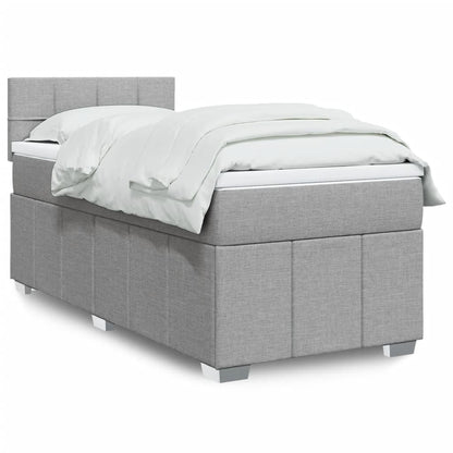 Giroletto a Molle con Materasso Grigio Chiaro100x200 cm Tessuto