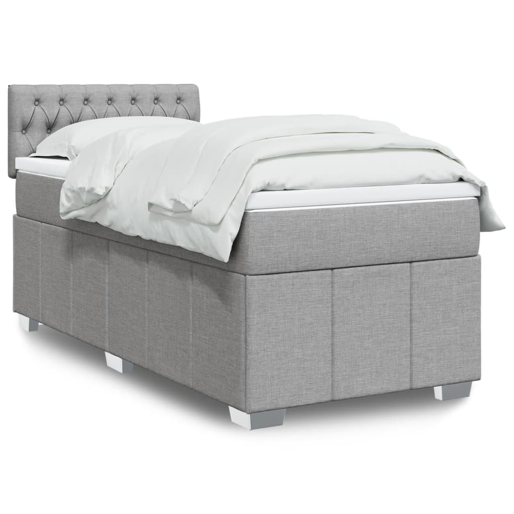 Giroletto a Molle con Materasso Grigio Chiaro100x200 cm Tessuto