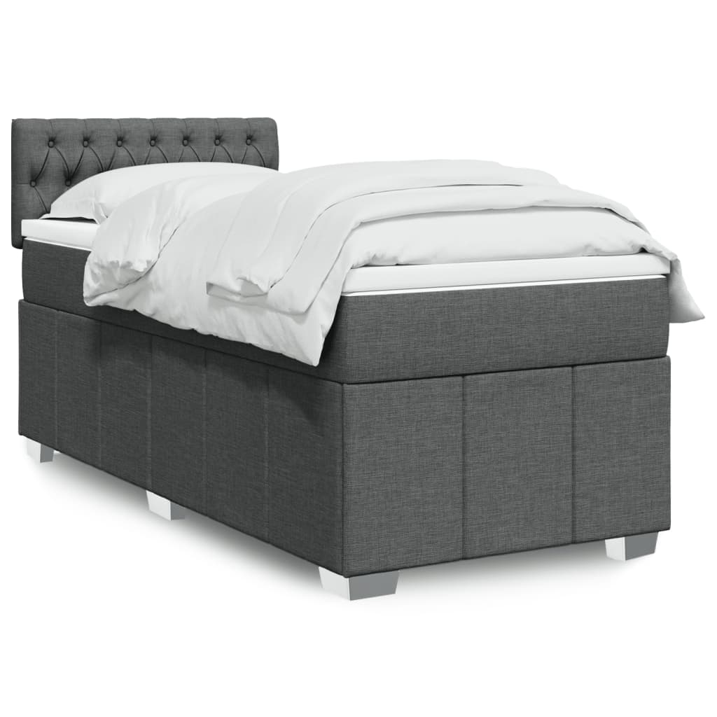 Giroletto a Molle con Materasso Grigio Scuro 100x200 cm Tessuto