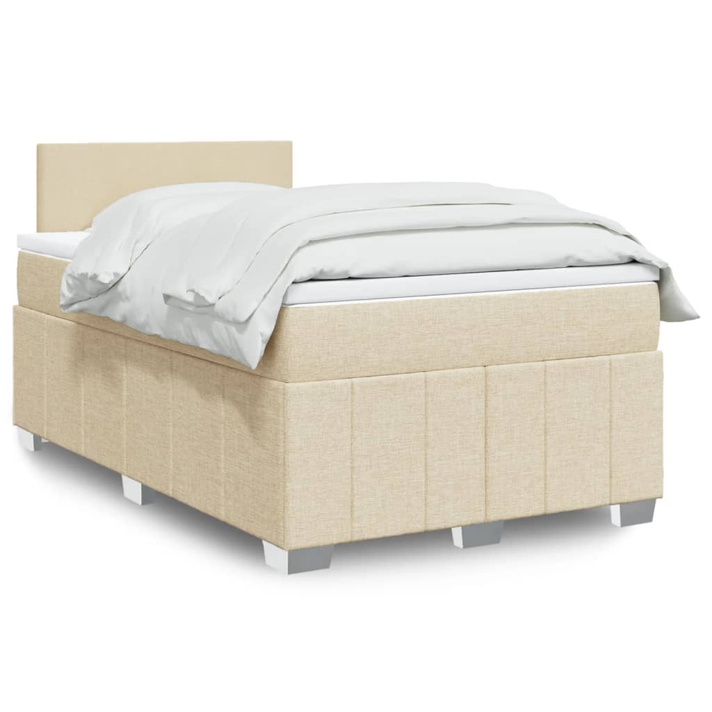 Giroletto a Molle con Materasso Crema 120x200 cm in Tessuto