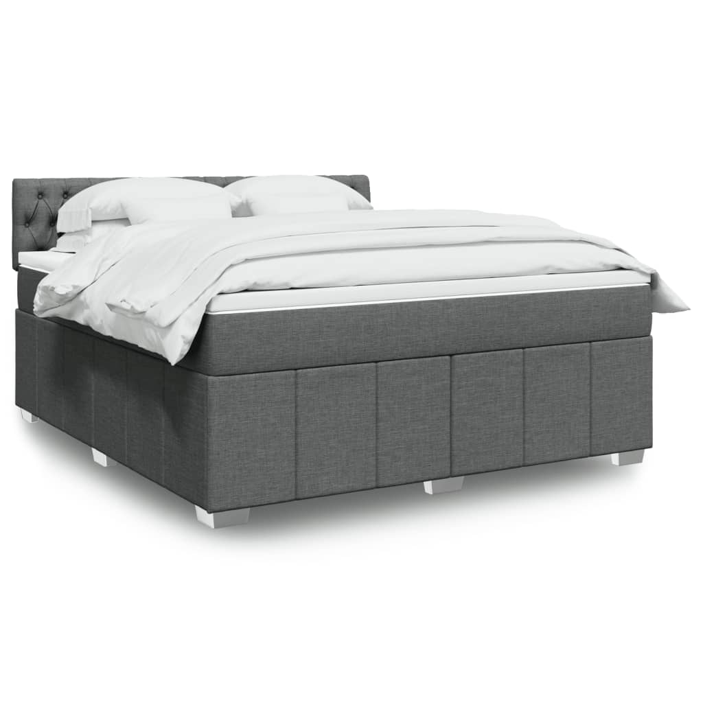 Giroletto a Molle con Materasso Grigio Scuro 180x200 cm Tessuto