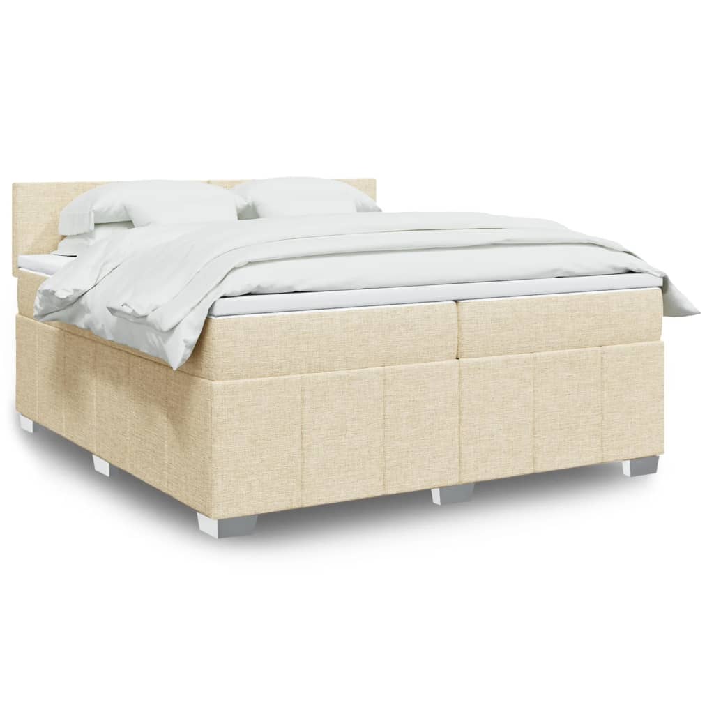 Giroletto a Molle con Materasso Crema 200x200 cm in Tessuto