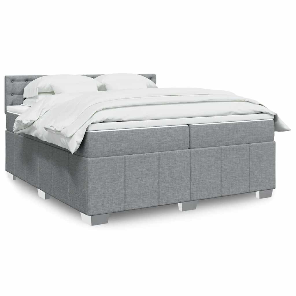 Giroletto a Molle con Materasso Grigio Chiaro 200x200cm Tessuto