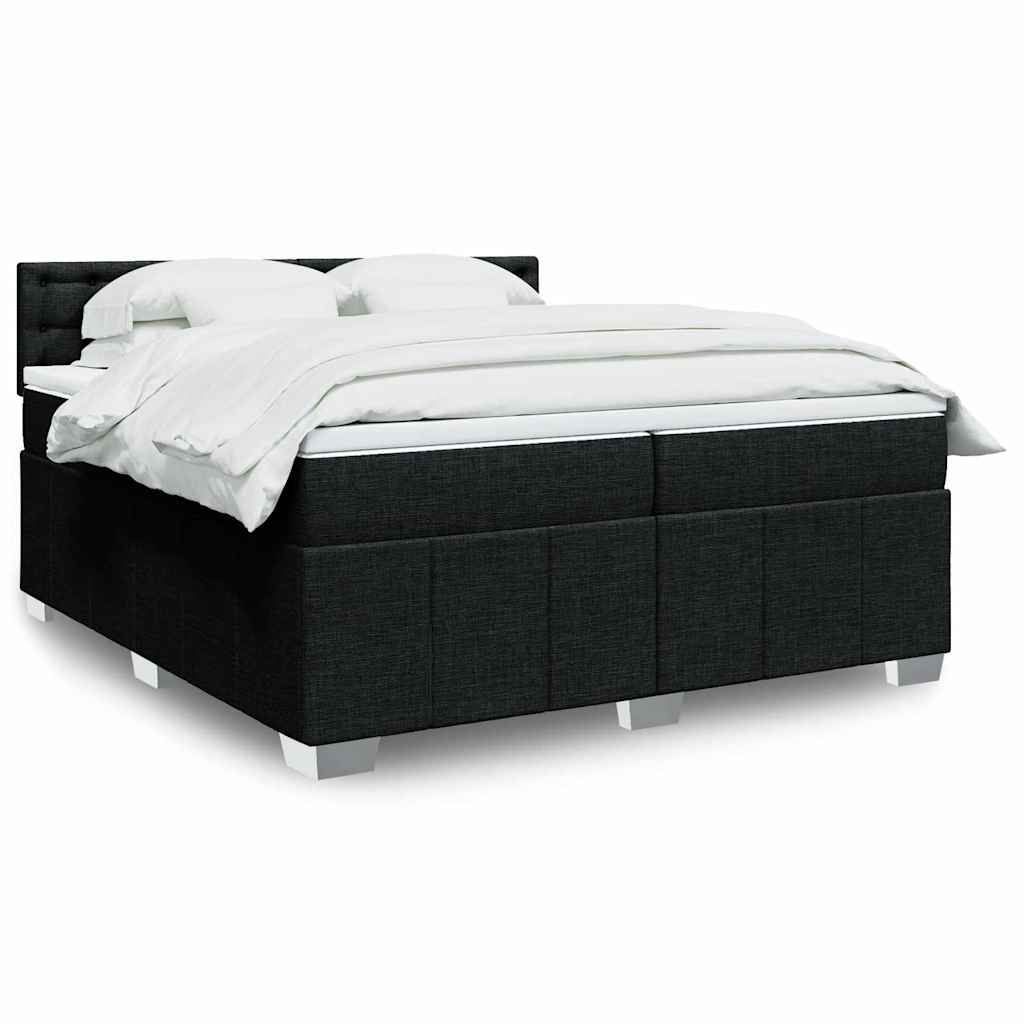 Giroletto a Molle con Materasso Nero 200x200 cm in Tessuto