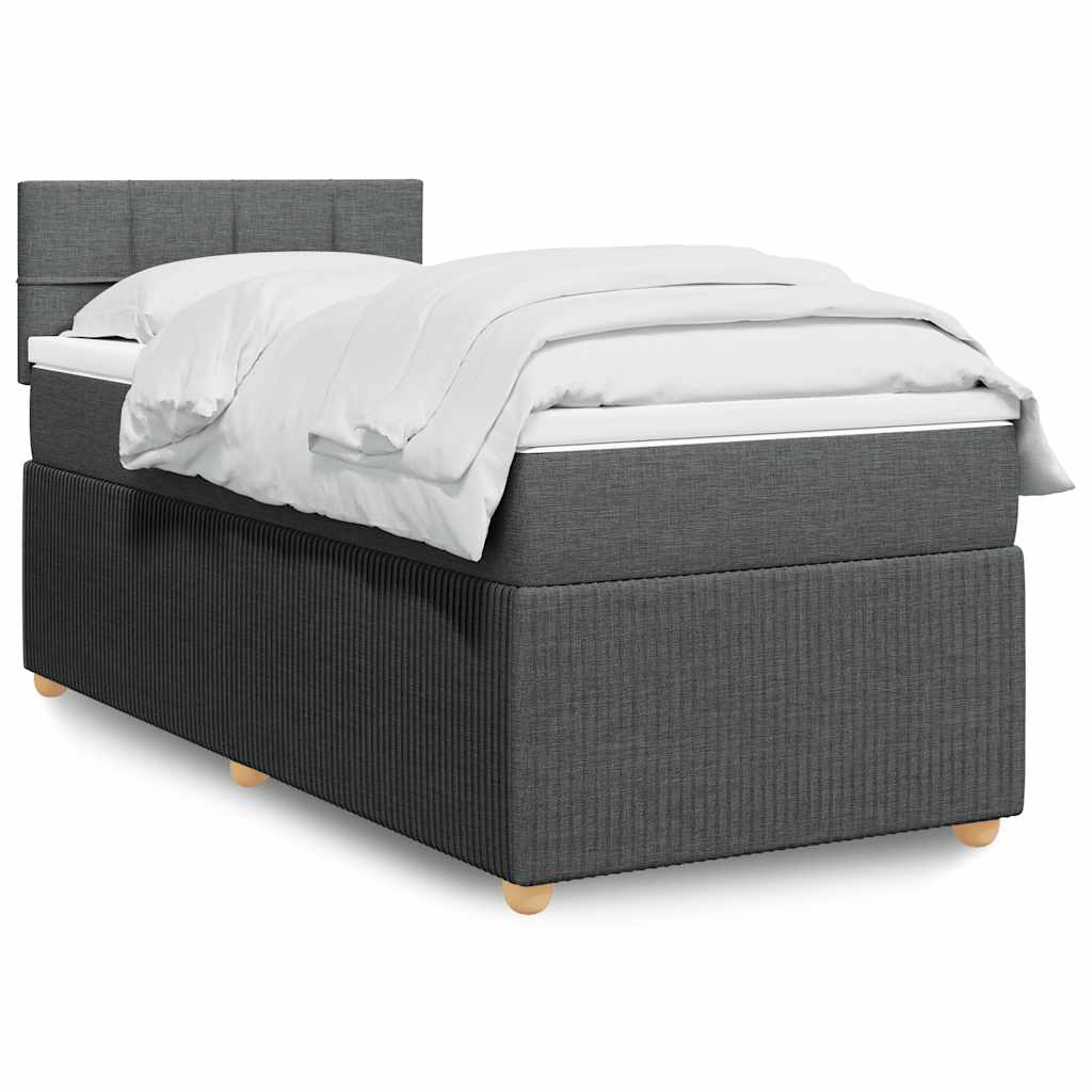 Giroletto a Molle con Materasso Grigio Scuro 90x190 cm Tessuto