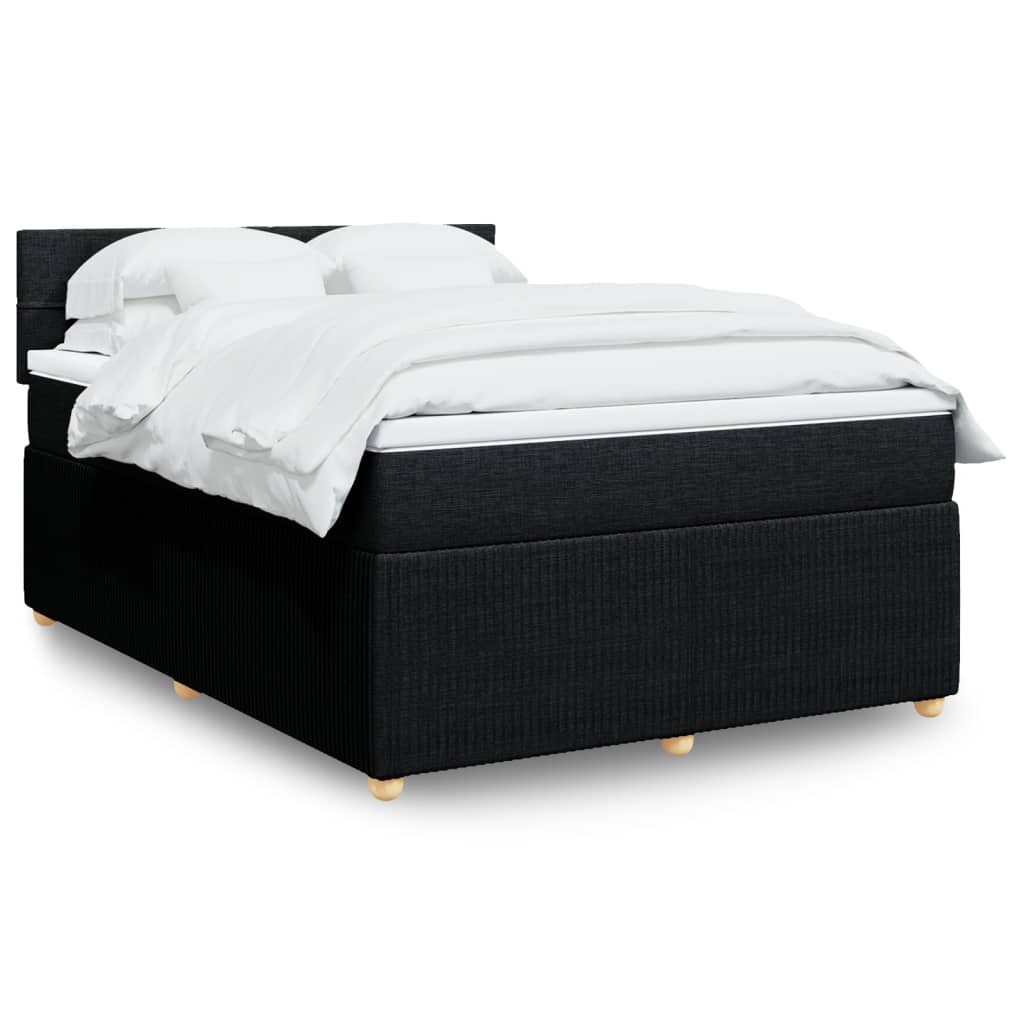 Giroletto a Molle con Materasso Nero 140x190 cm in Tessuto