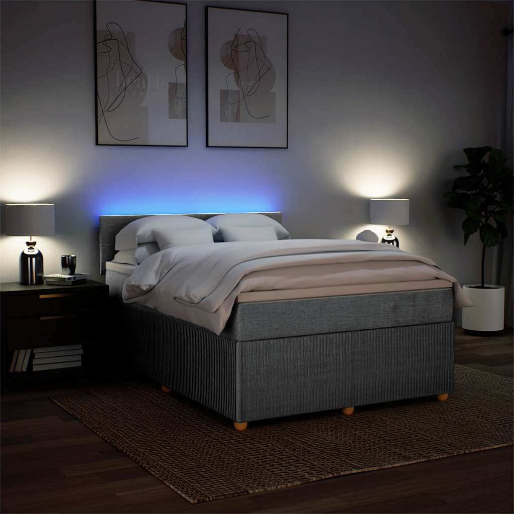 Giroletto a Molle con Materasso Grigio Chiaro 160x200cm Tessuto