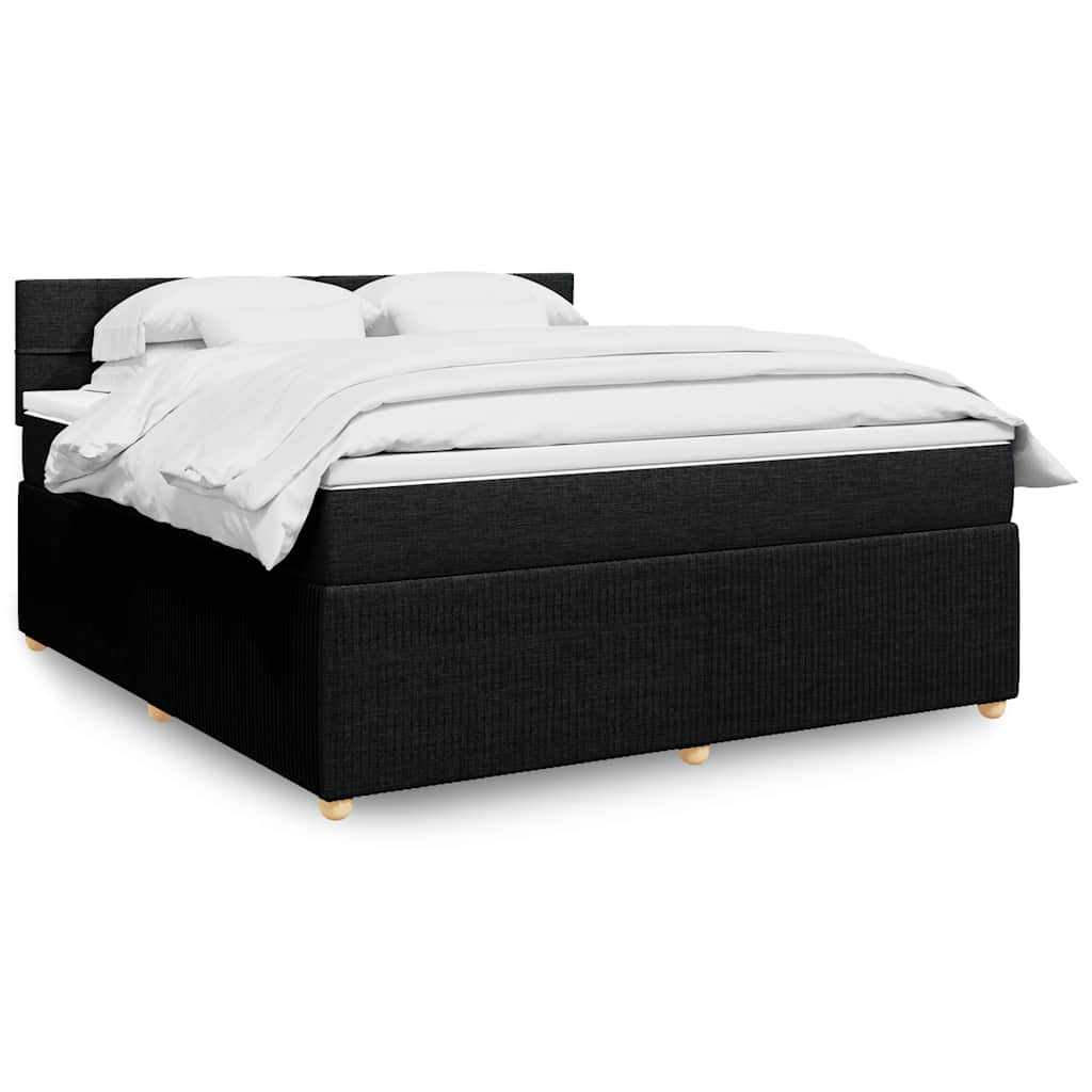 Giroletto a Molle con Materasso Nero 180x200 cm in Tessuto