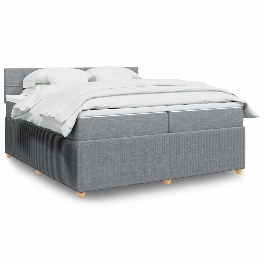Giroletto a Molle con Materasso Grigio Chiaro 200x200cm Tessuto
