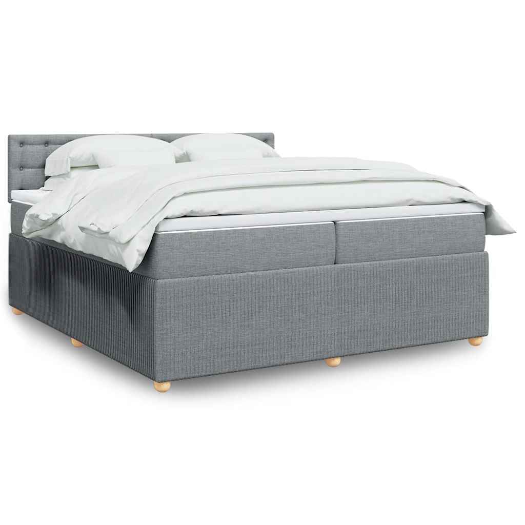 Giroletto a Molle con Materasso Grigio Chiaro 200x200cm Tessuto