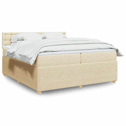 Giroletto a Molle con Materasso Crema 200x200 cm in Tessuto