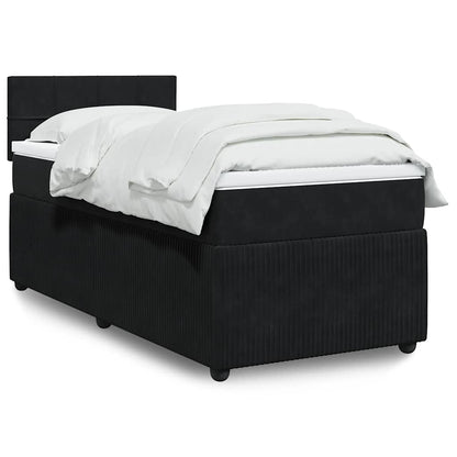 Giroletto a Molle con Materasso Nero 80x200 cm in Velluto