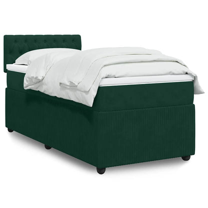 Giroletto a Molle con Materasso Verde Scuro 80x200 cm Velluto