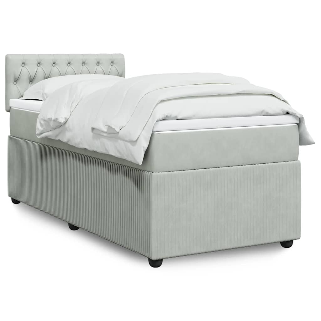 Giroletto a Molle con Materasso Grigio Chiaro 90x190 cm Velluto