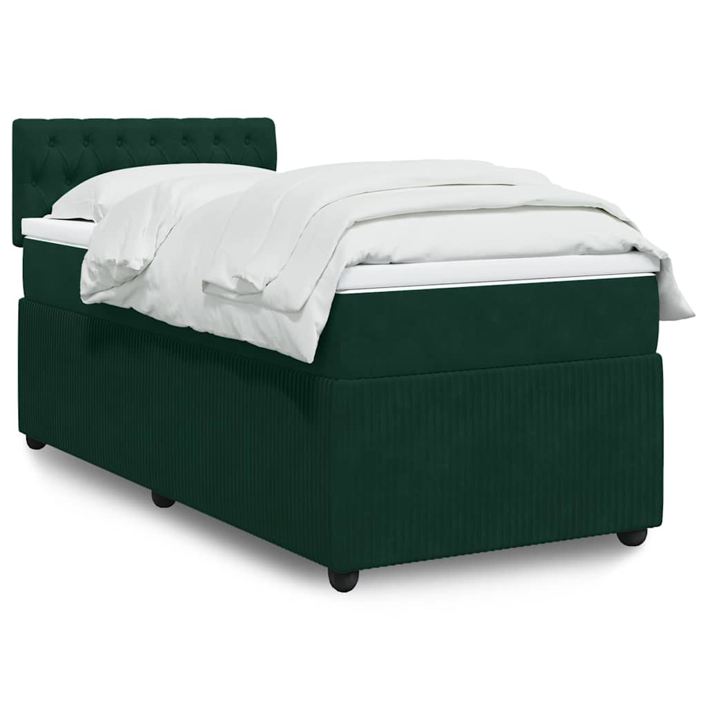 Giroletto a Molle con Materasso Verde Scuro 90x190 cm Velluto