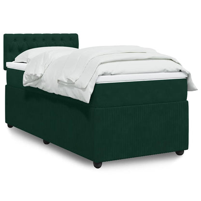 Giroletto a Molle con Materasso Verde Scuro 90x190 cm Velluto