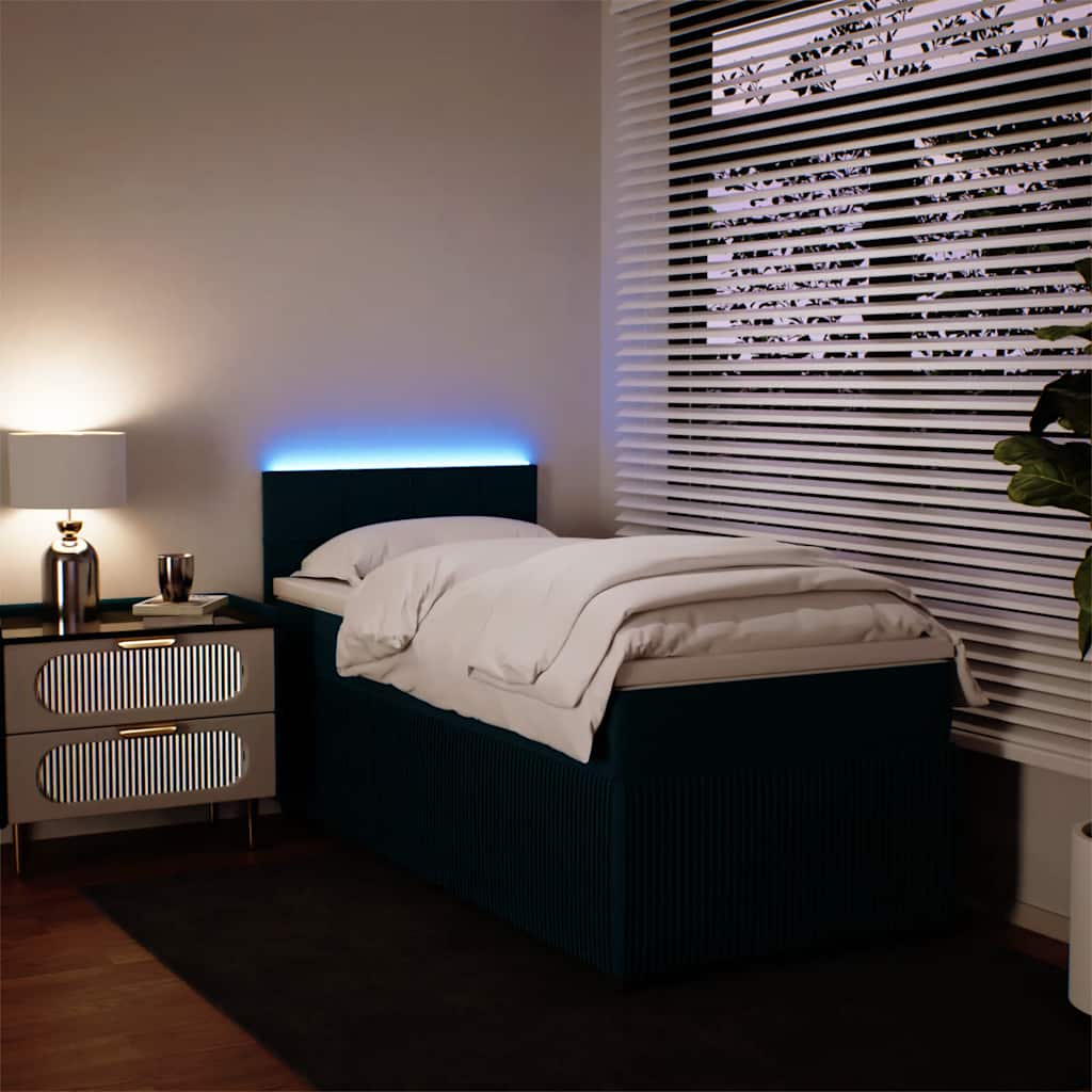 Giroletto a Molle con Materasso Blu 90x190 cm in Velluto