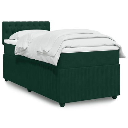 Giroletto a Molle con Materasso Verde Scuro 90x200 cm Velluto