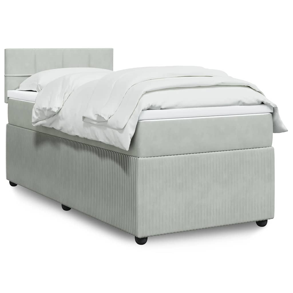 Giroletto a Molle con Materasso Grigio Chiaro 100x200cm Velluto