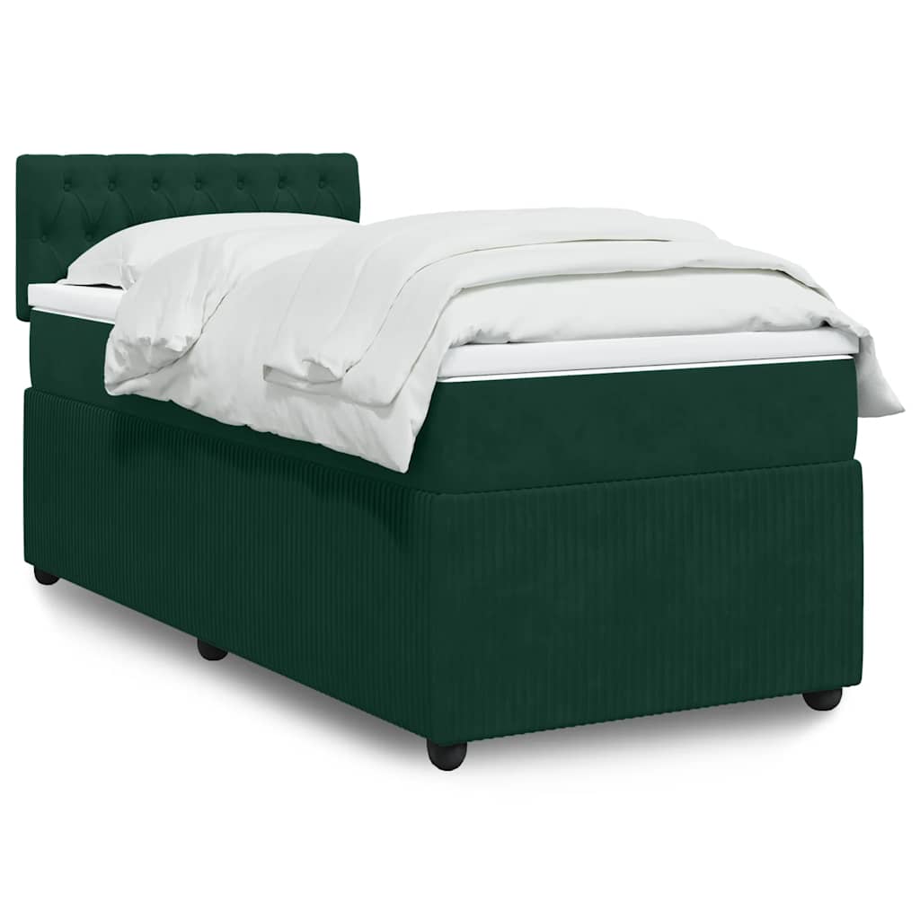 Giroletto a Molle con Materasso Verde Scuro 100x200 cm Velluto