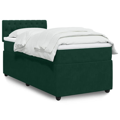 Giroletto a Molle con Materasso Verde Scuro 100x200 cm Velluto
