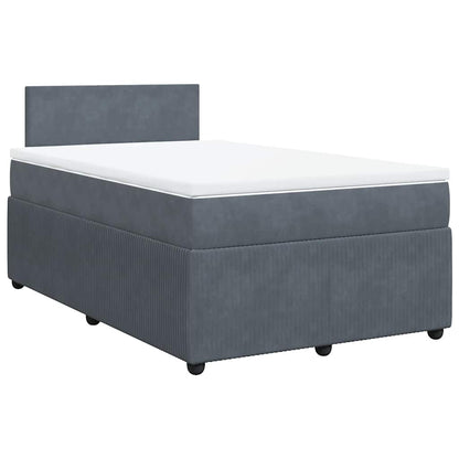 Giroletto a Molle con Materasso Grigio Scuro 120x190 cm Velluto