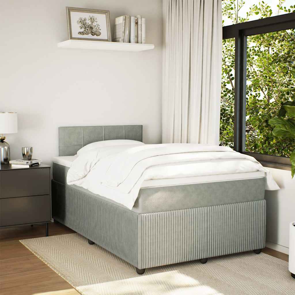 Giroletto a Molle con Materasso Grigio Chiaro 120x190cm Velluto