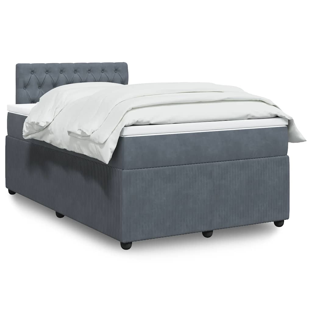 Giroletto a Molle con Materasso Grigio Scuro 120x190 cm Velluto