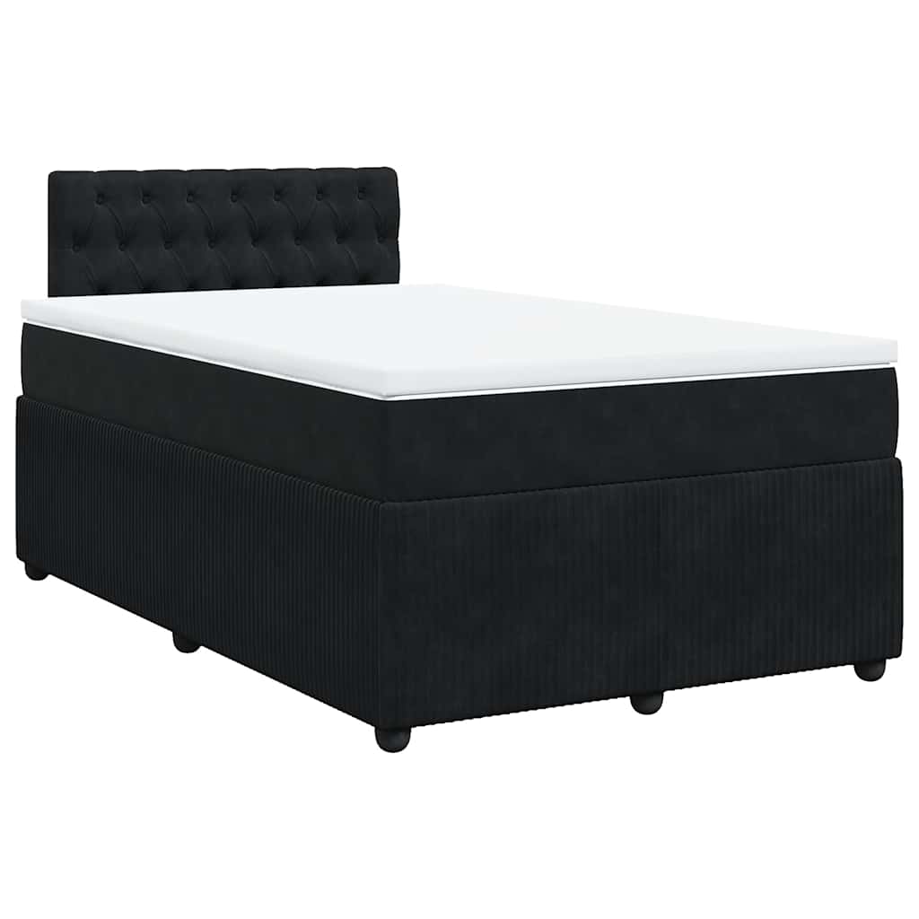 Giroletto a Molle con Materasso Nero 120x190 cm in Velluto