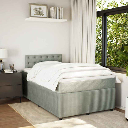 Giroletto a Molle con Materasso Grigio Chiaro 120x190cm Velluto