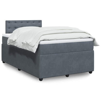 Giroletto a Molle con Materasso Grigio Scuro 120x190 cm Velluto