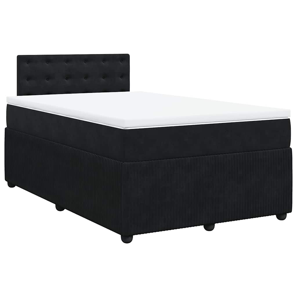 Giroletto a Molle con Materasso Nero 120x190 cm in Velluto