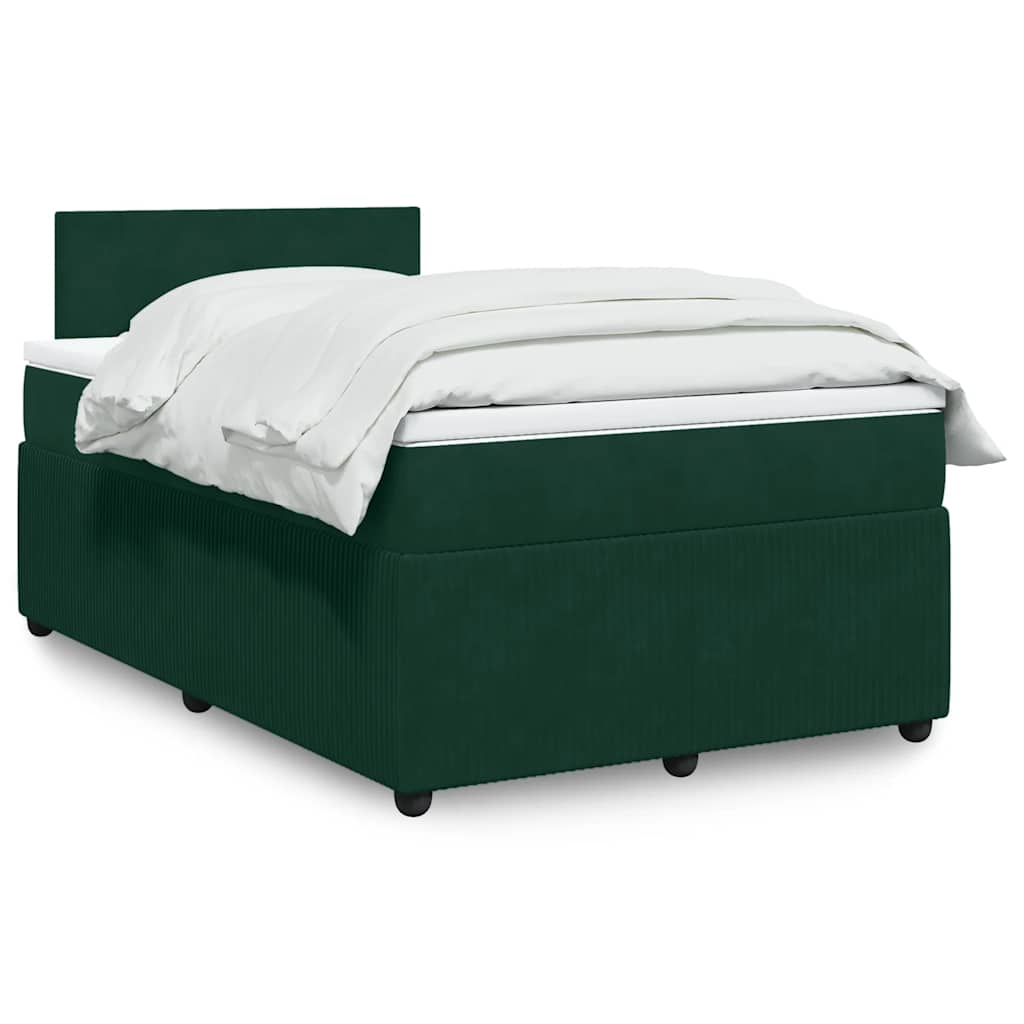 Giroletto a Molle con Materasso Verde Scuro 120x200 cm Velluto