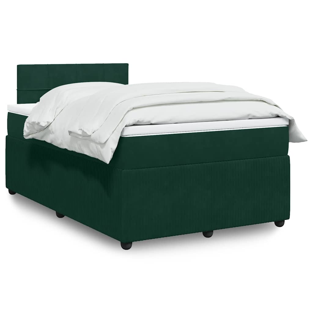 Giroletto a Molle con Materasso Verde Scuro 120x200 cm Velluto