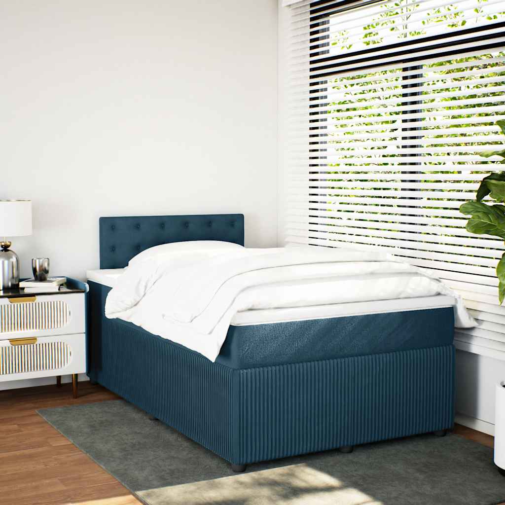 Giroletto a Molle con Materasso Blu 120x200 cm in Velluto