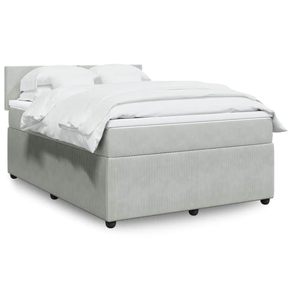 Giroletto a Molle con Materasso Grigio Chiaro 140x190cm Velluto