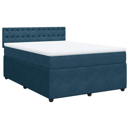 Giroletto a Molle con Materasso Blu 140x190 cm in Velluto