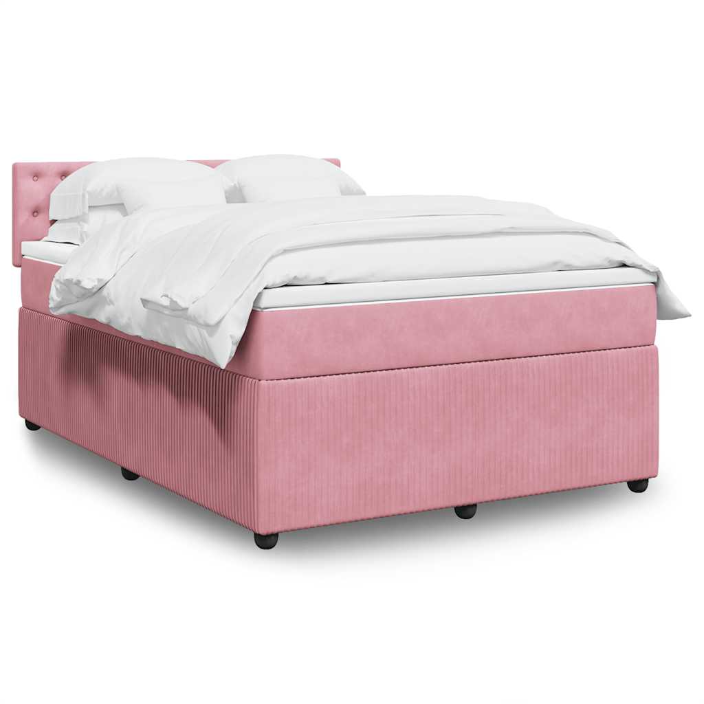 Giroletto a Molle con Materasso Rosa 140x190 cm in Velluto