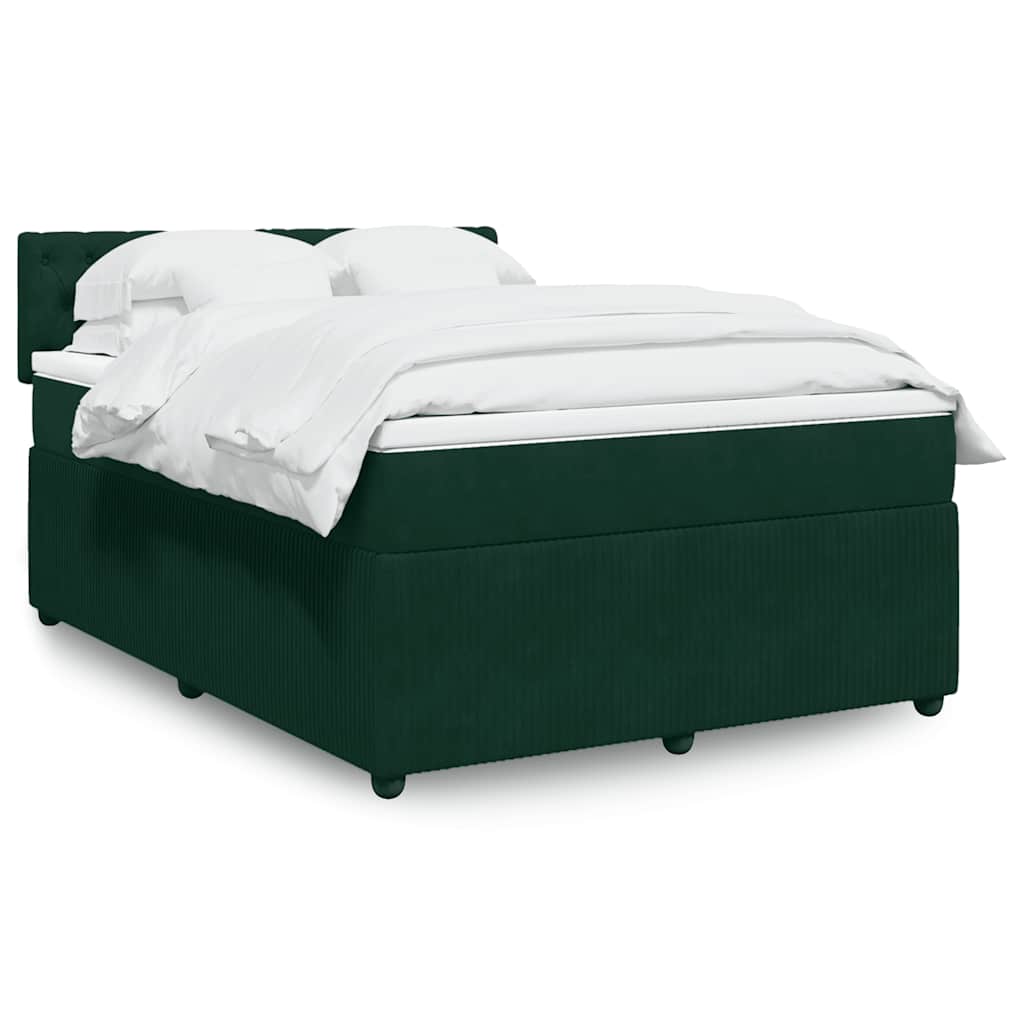 Giroletto a Molle con Materasso Verde Scuro 140x200 cm Velluto