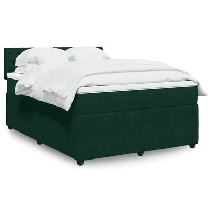 Giroletto a Molle con Materasso Verde Scuro 140x200 cm Velluto