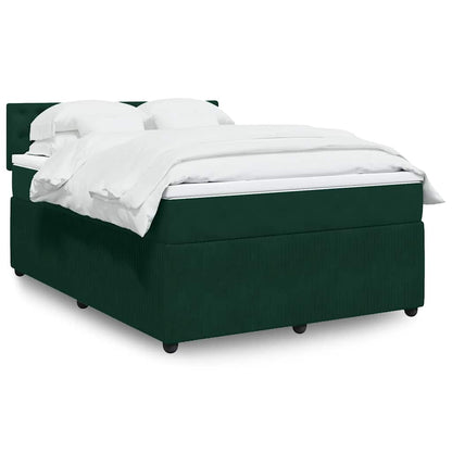 Giroletto a Molle con Materasso Verde Scuro 140x200 cm Velluto