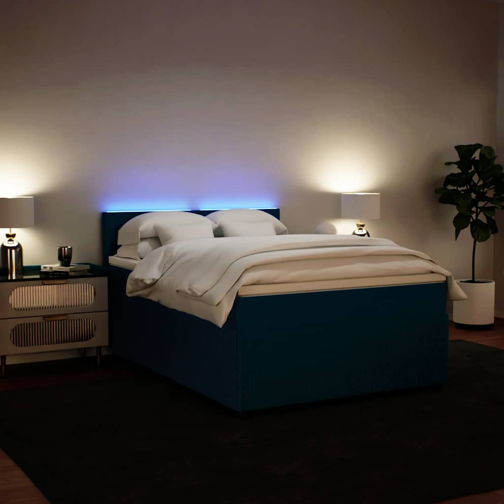 Giroletto a Molle con Materasso Blu 160x200 cm in Velluto