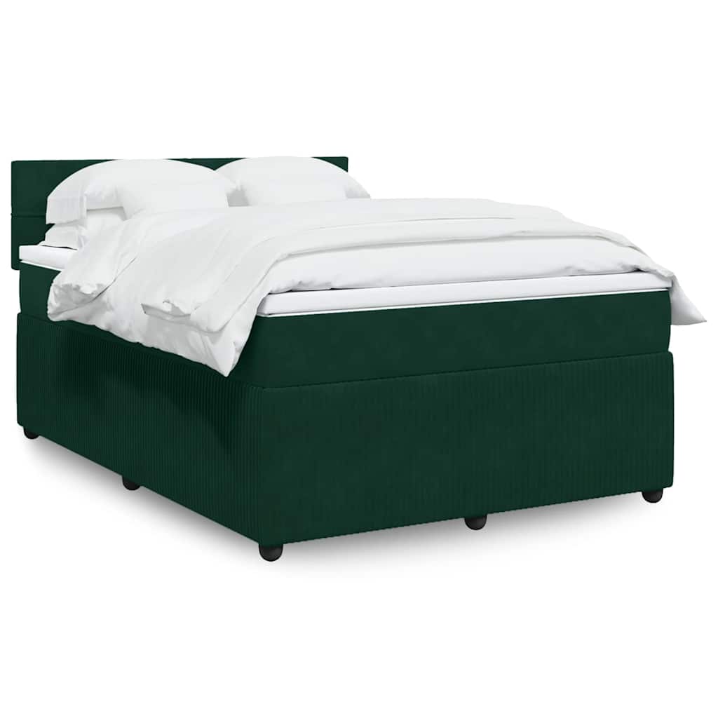 Giroletto a Molle con Materasso Verde Scuro 160x200 cm Velluto